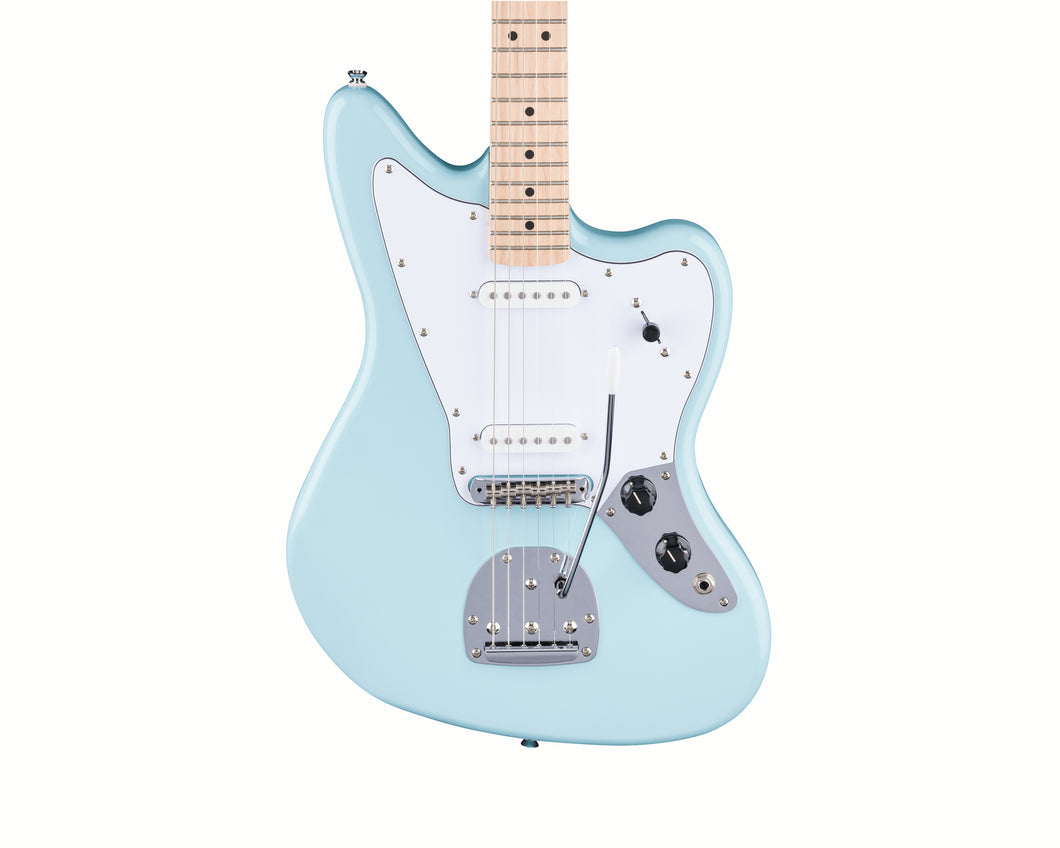 Fender Squier FSR Affinity Series Jaguar Maple Fingerboard White Pickguard Matching Headstock Daphne Blue