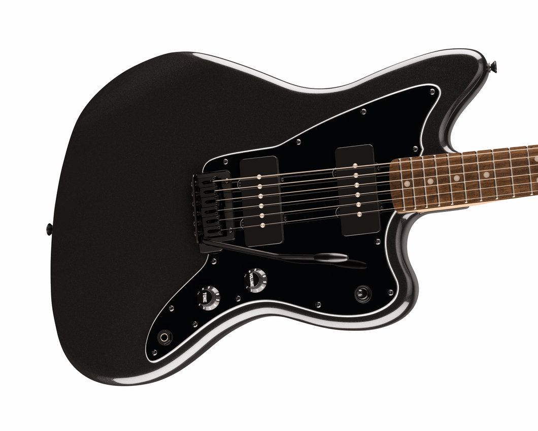 Fender Squier FSR Affinity Series Jazzmaster Laurel Fingerboard Black Pickguard Black Hardware Matching Headstock Metallic Black