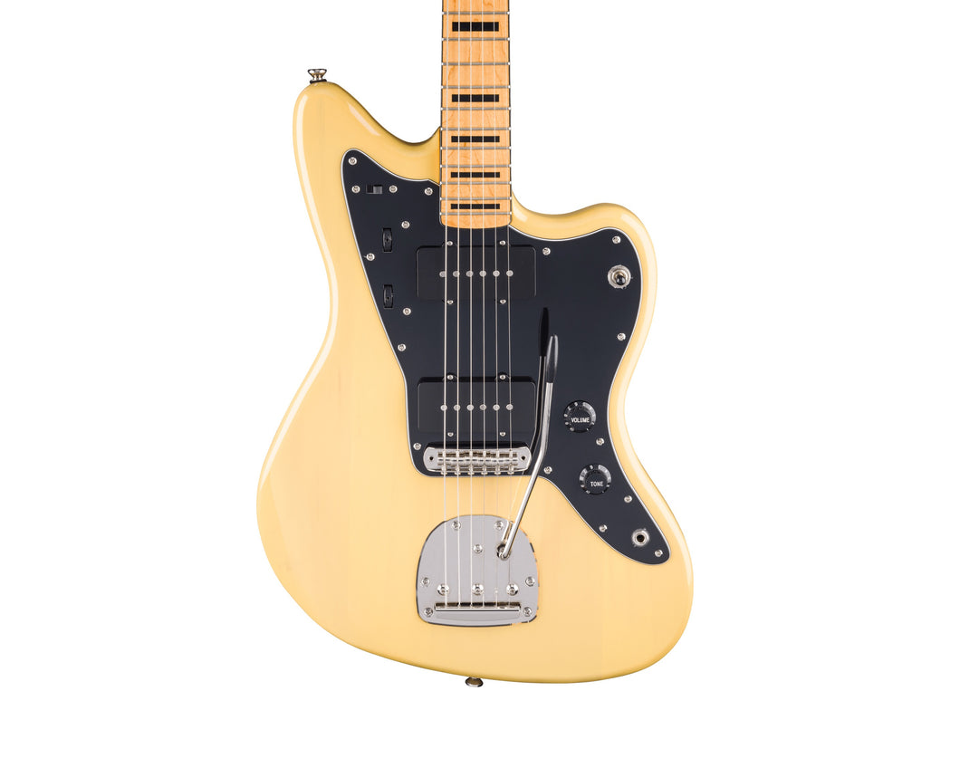 Fender Squier FSR Classic Vibe '70s Jazzmaster Maple Fingerboard Black Pickguard Black Headstock Vintage Blonde
