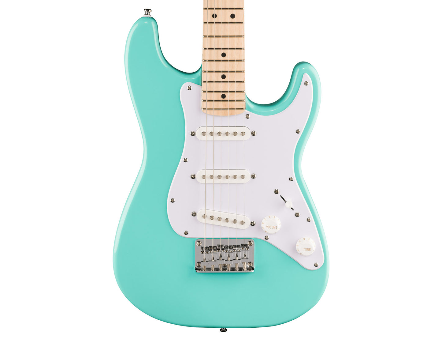 Fender Squier Mini Stratocaster, Maple Fingerboard, White Pickguard, Sea Foam Green