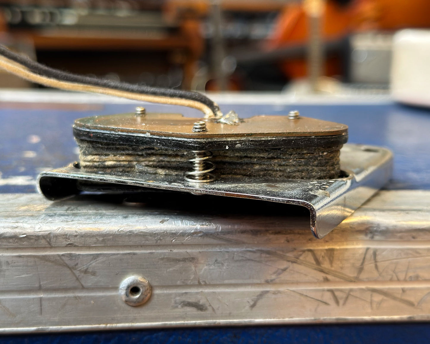 1960s Fender Telecaster Bridge Pickup & Bridge Plate - Pat No DES.164227 2,573,254 w/ Original Saddles - Top Loader & String Thru