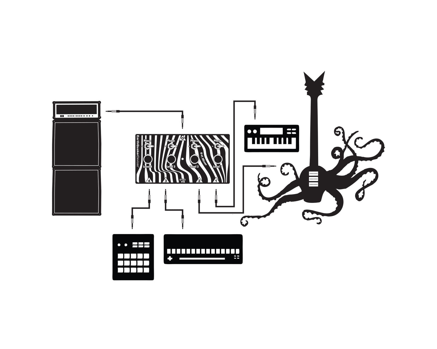 EarthQuaker Devices Four To One Mixer Utility Pedal