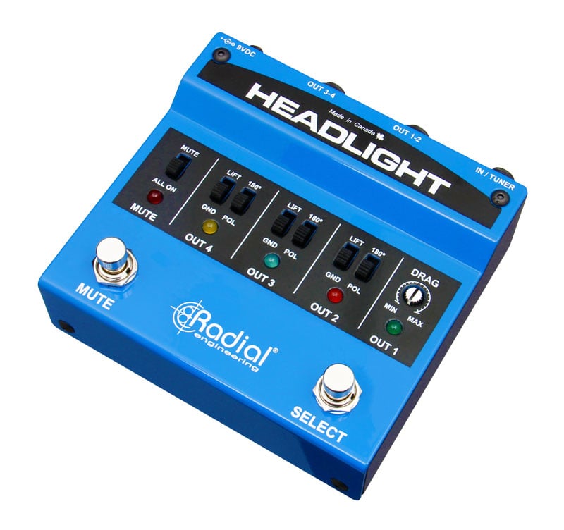 Radial Headlight Amp Switcher Fully Isolated Four Way Guitar Amp Selector