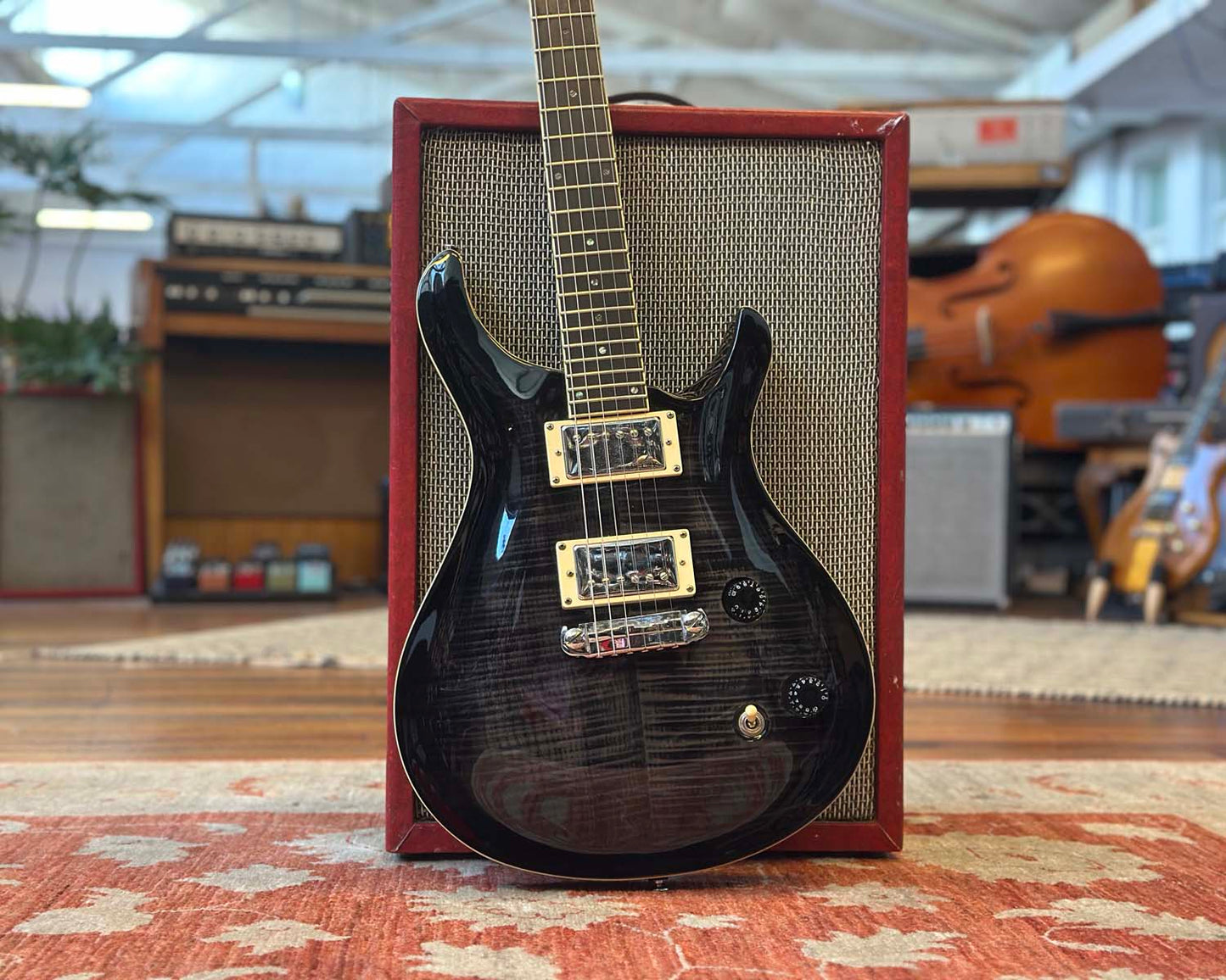 Indie Guitar Co. Studio Thru PRS Style - Charcoal Flame Maple