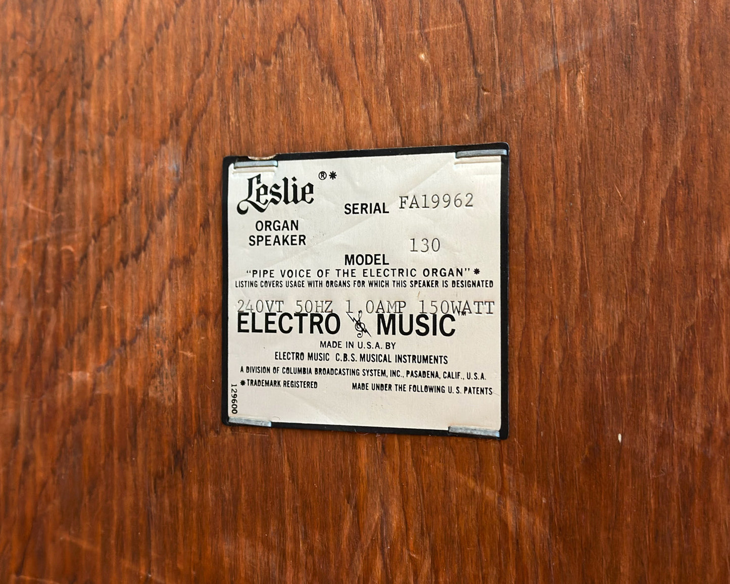 Leslie Model 130 Rotating Speaker Cabinet