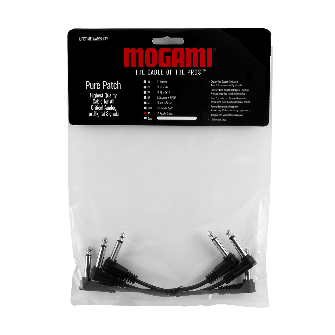 Mogami Pure Patch Pedal Right-Angle Patch Cable - 10" (3-Pack)