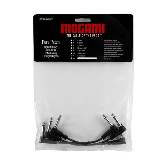 Mogami Pure Patch Pedal Right-Angle Patch Cable - 18" (3-Pack)