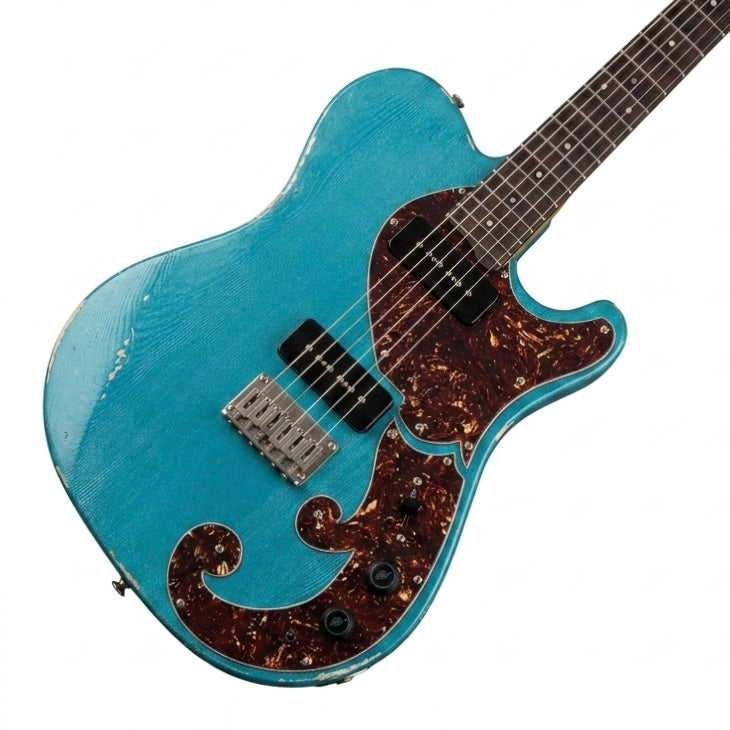 Solace Southern Deluxe - Torea Blue Satin w/ Mr Glyn P90s - Handmade in New Zealand