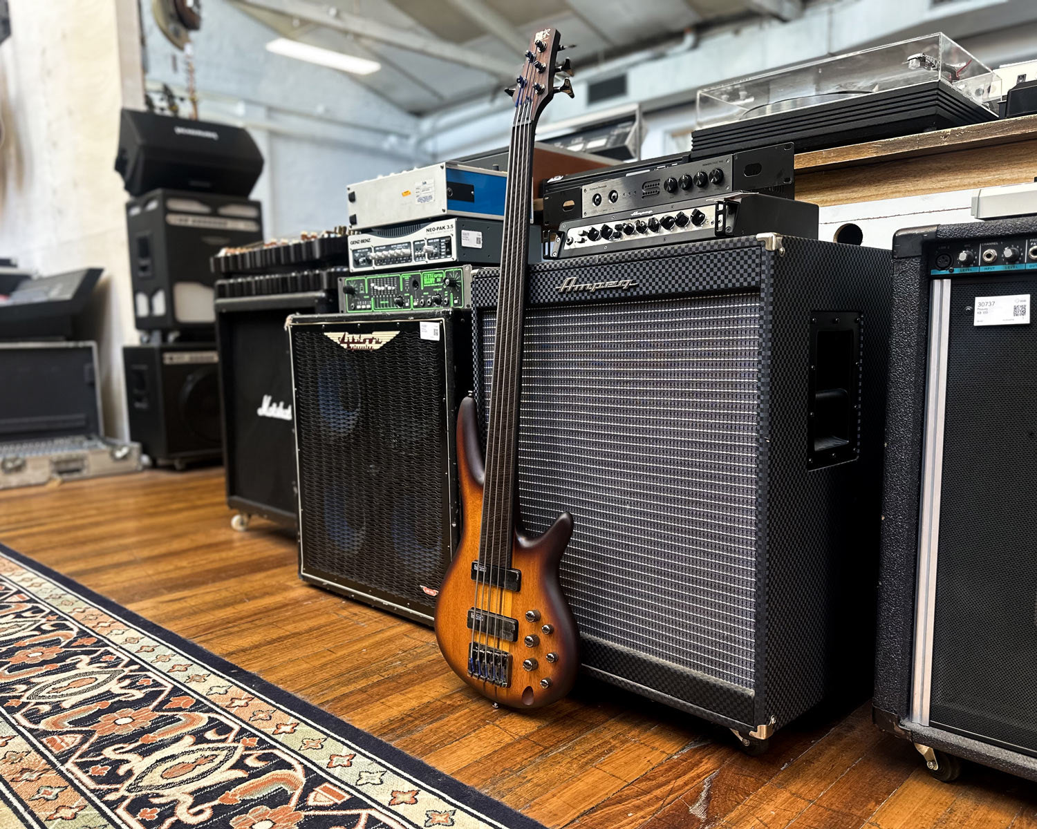 ベース Ibanez SRF705 Ibanez Bass Workshop SRF705 Fretless Bass Guitar - Brown Burst