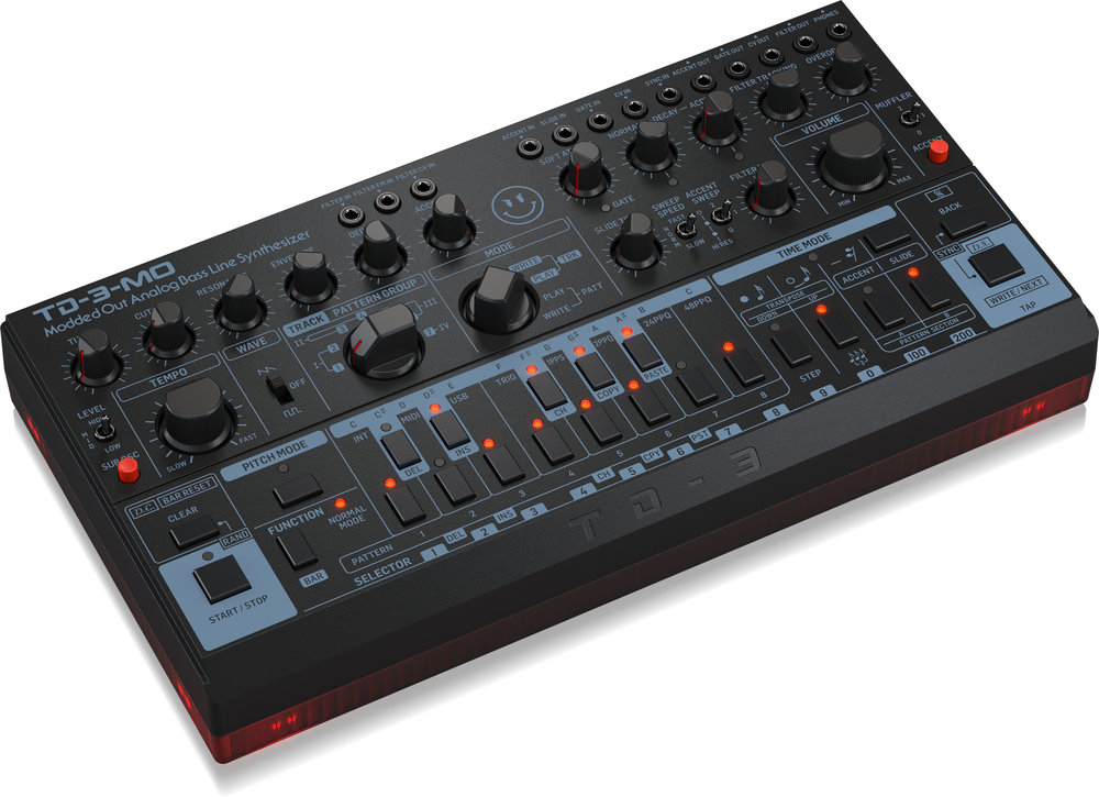 behringer TD-3-MO-BK TB-303DevilFishクローン Behringer's 303 clone, the TD-3-MO, gets black and red makeover