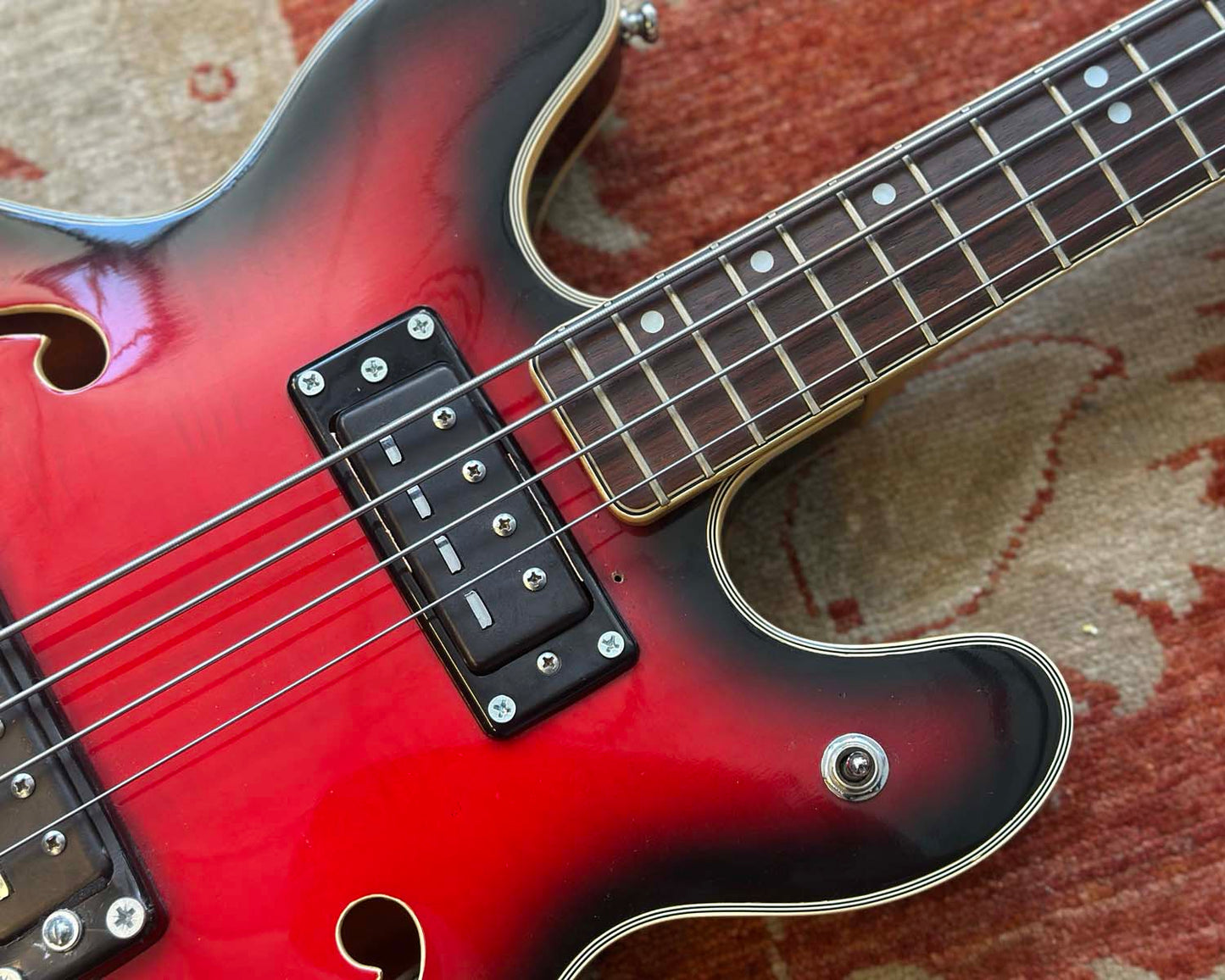 Univox Coily Semi-Hollow Electric Bass w/ Hiscox Case