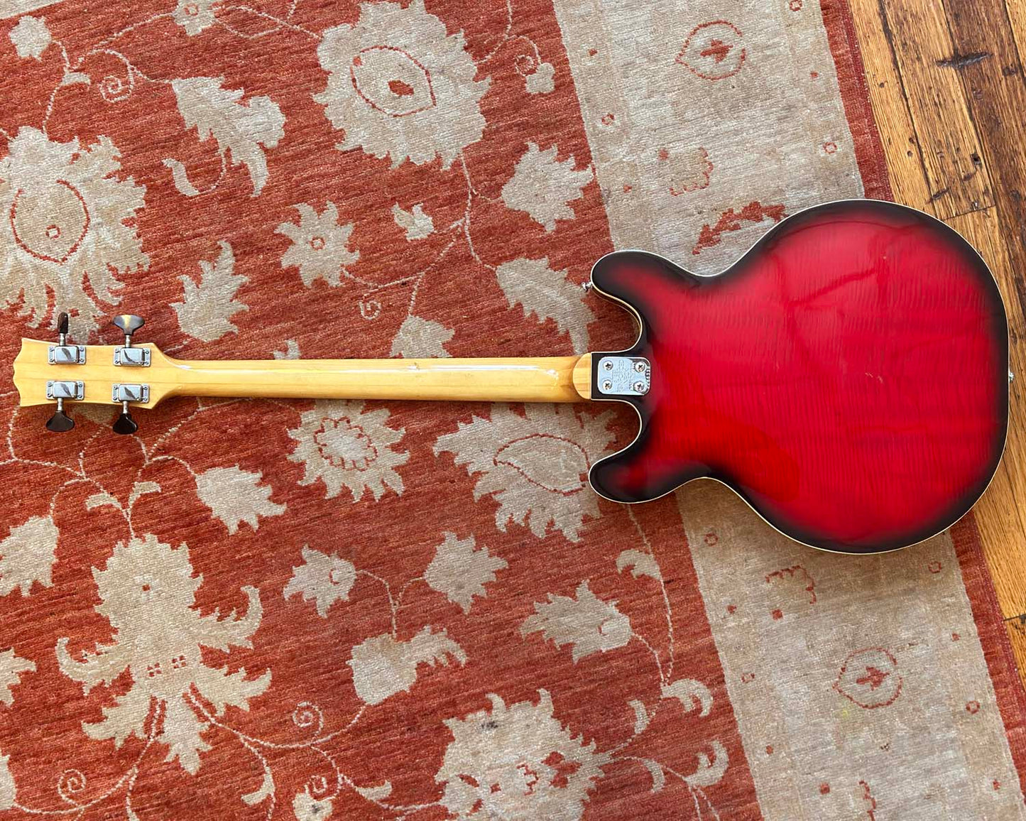 Univox Coily Semi-Hollow Electric Bass w/ Hiscox Case