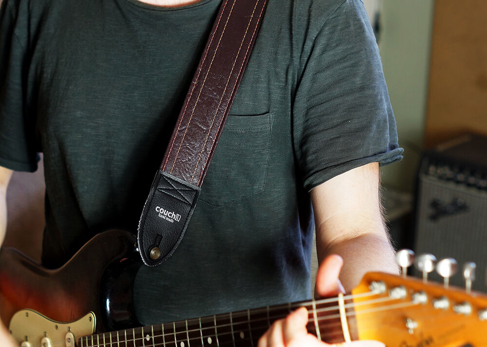 Couch Straps The Dark Walnut Vintage Cadillac Sunburst Deadstock Luggage Guitar Strap
