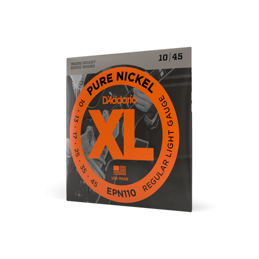 D'Addario EPN110 Pure Nickel Electric Guitar Strings, Regular Light, 10-45