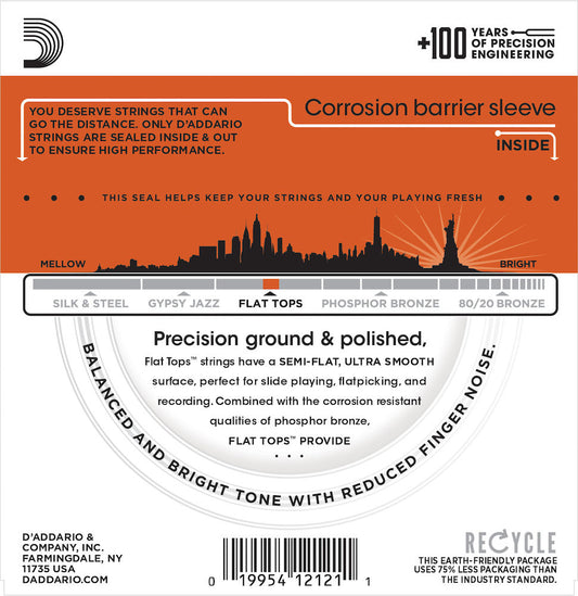 D'Addario EFT13 Flat Tops Phosphor Bronze Acoustic Medium Resophonic Guitar Strings 16-56