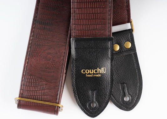 Couch Straps Oxblood Faux Lizard Skin Guitar Strap