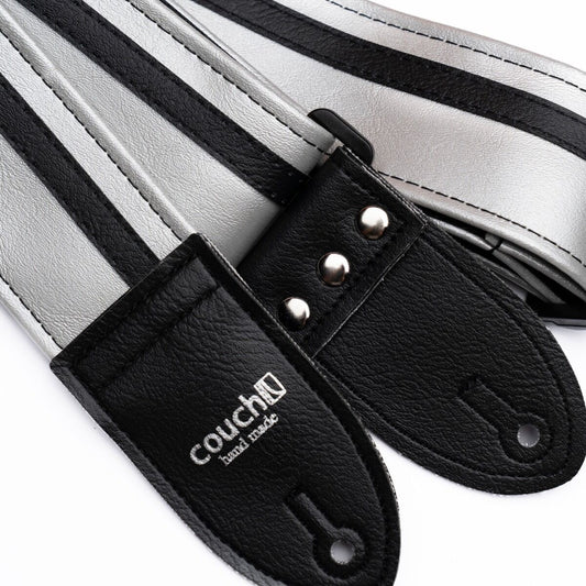 Couch Straps Silver with Black Vinyl Racer X Guitar Strap