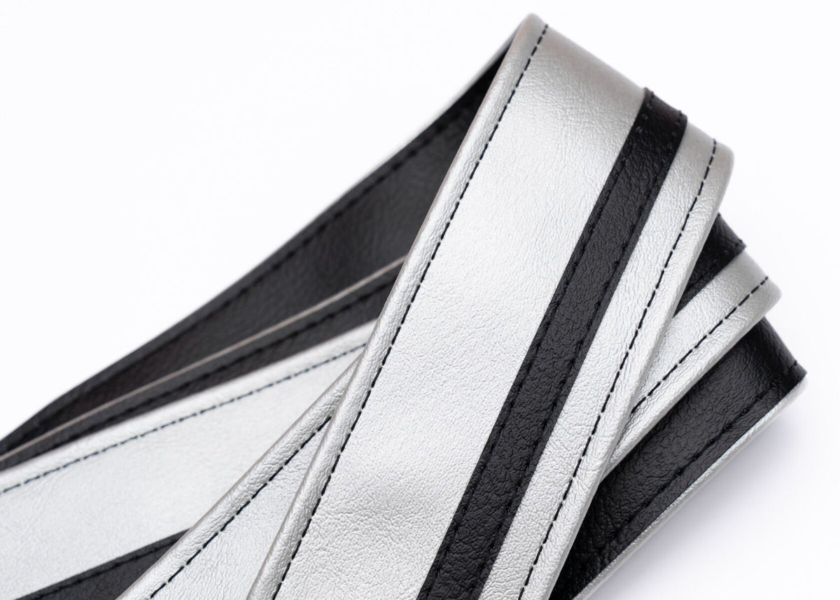 Couch Straps Silver with Black Vinyl Racer X Guitar Strap