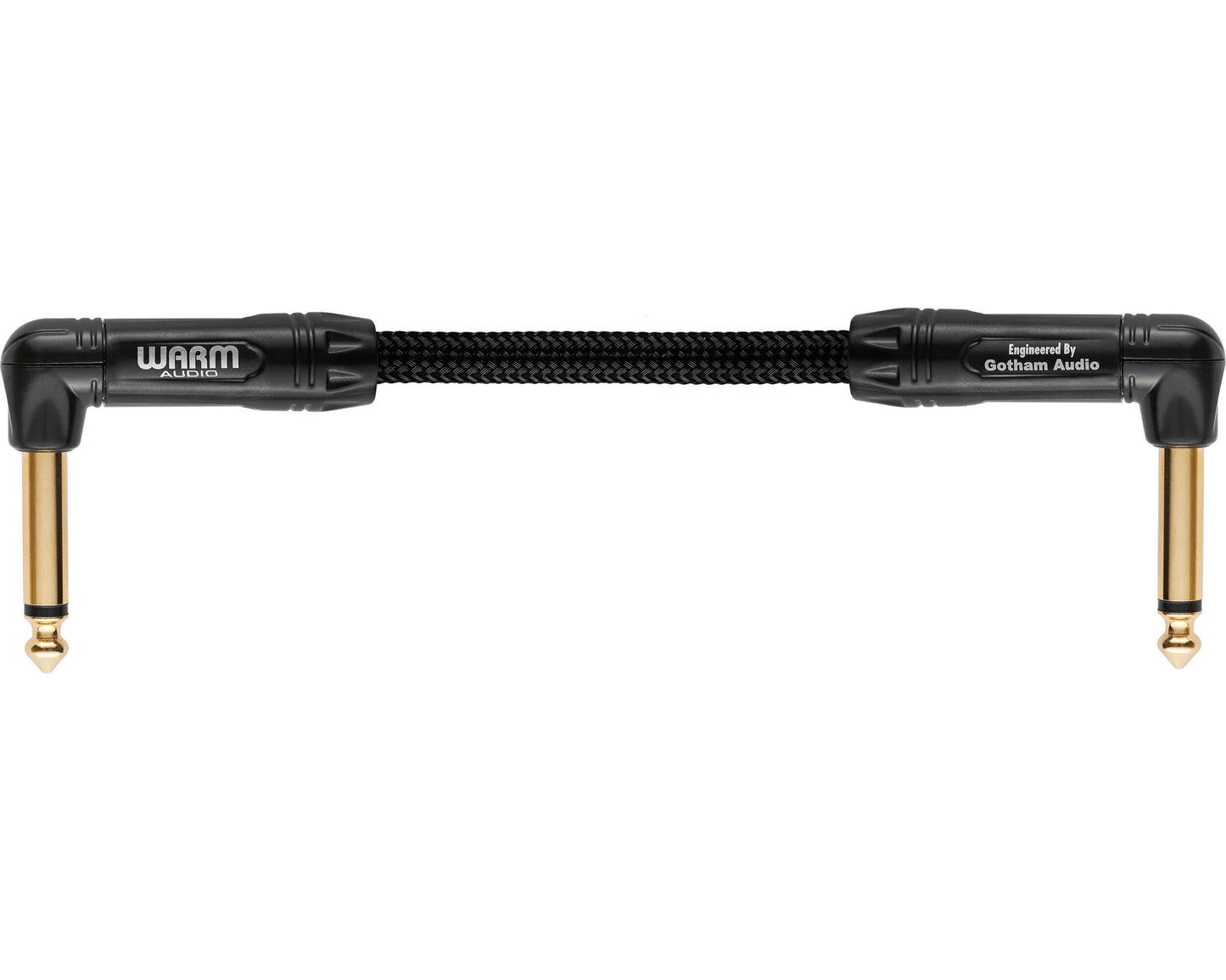 Warm Audio 6" Black/Gold Premier Series Instrument Right Angle to Right Angle TS Patch Cable