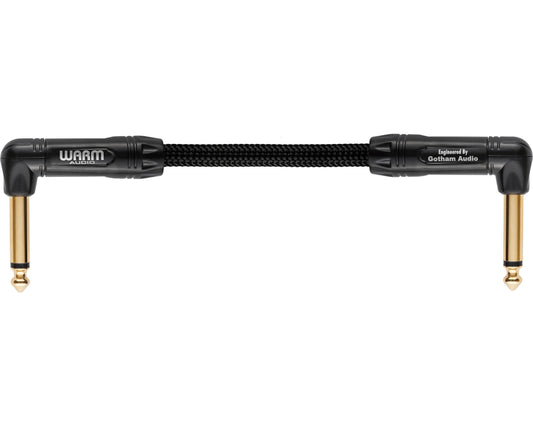 Warm Audio 6" Black/Gold Premier Series Instrument Right Angle to Right Angle TS Patch Cable