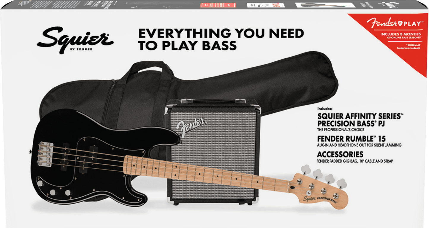 Fender Squier Affinity Series Precision Bass PJ Pack - Black & Rumble 15
