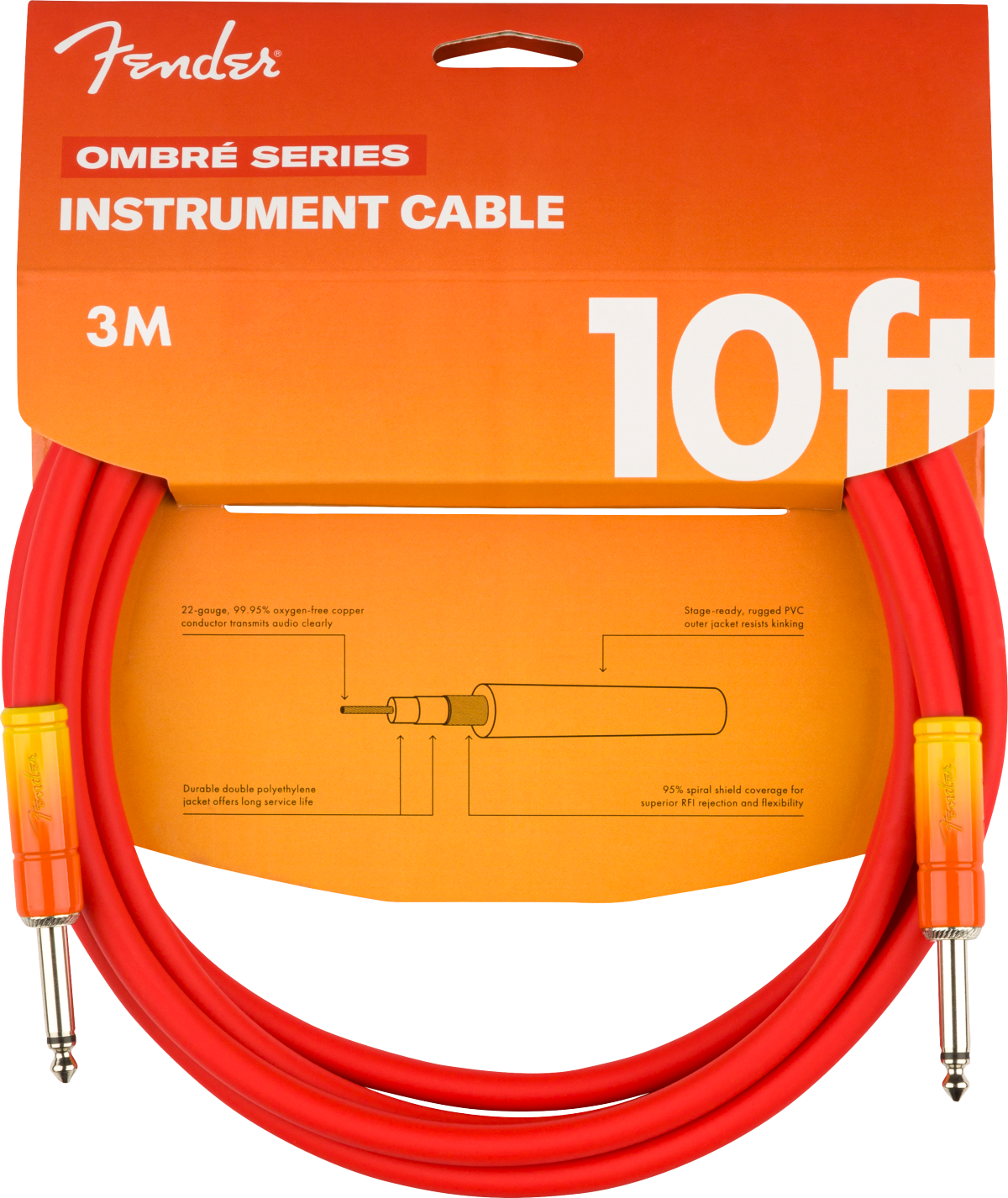Fender 10' Ombré Instrument Cable - Tequila Sunrise