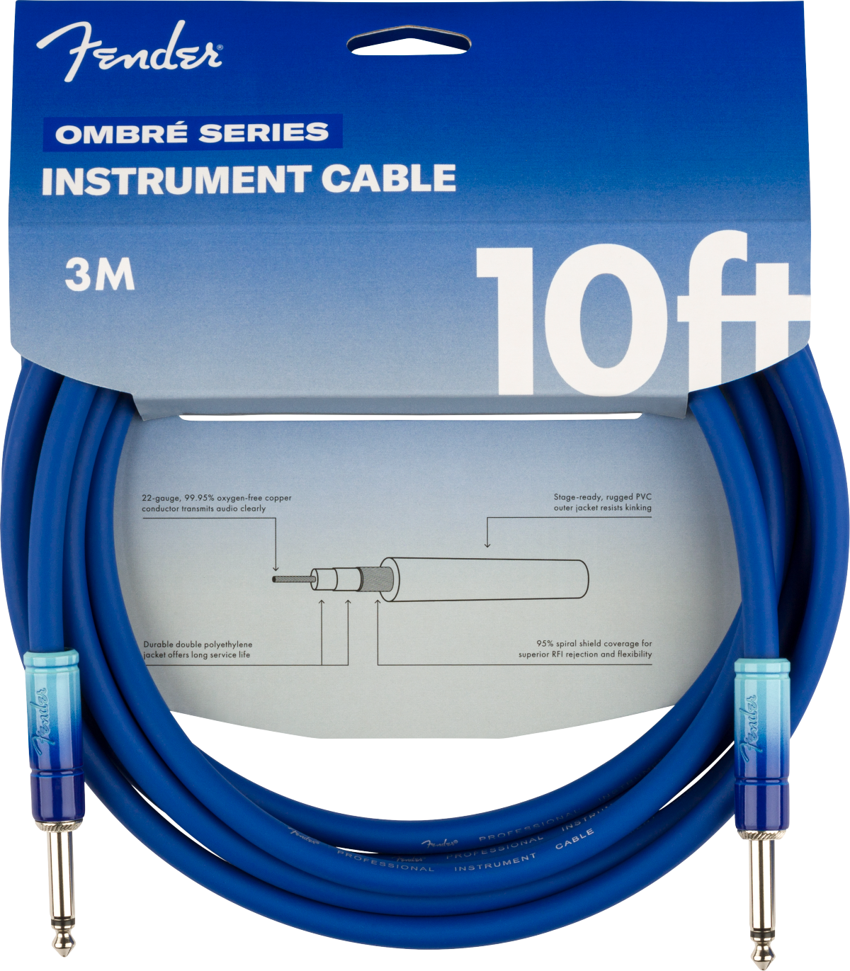 Fender 10' Ombré Instrument Cable - Belair Blue
