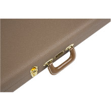 Load image into Gallery viewer, Fender G&amp;G Deluxe Jaguar/Jazzmaster/Toronado/Jagmaster Hardshell Case -Brown with Gold Plush Interior
