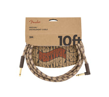 Load image into Gallery viewer, Fender 10&#39; Angled Festival Instrument Cable Pure Hemp Brown Stripe
