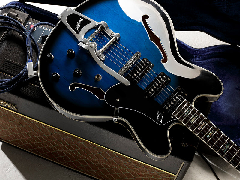 Limited Edition VOX Bobcat S66 Bigsby - Sapphire Blue With Hard Case