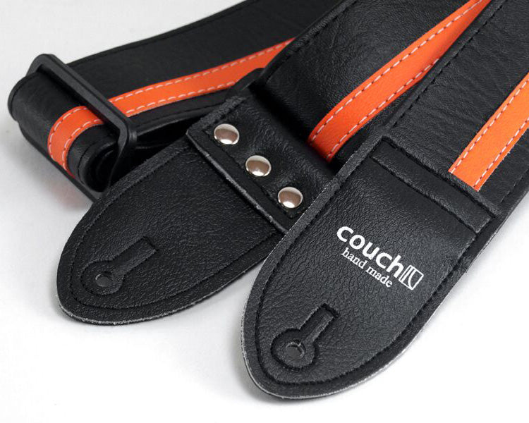Couch Straps Black and Orange Racer X Guitar Strap