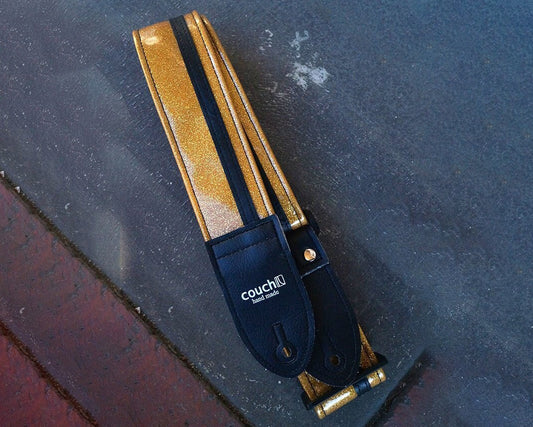 Couch Straps Gold Sparkle w/ Black Racing Stripe