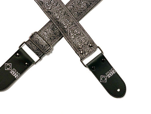 DSL Jacquard Weave Silver Paisley Guitar Strap