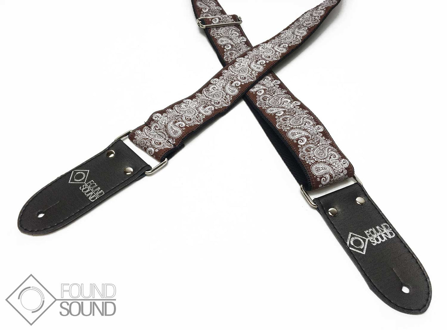 Jacquard Weave Brown Paisley Guitar Strap