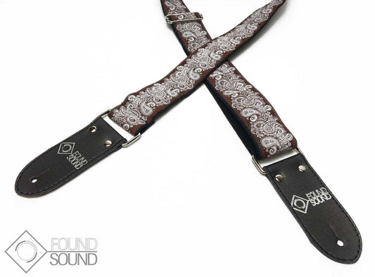 Jacquard Weave Brown Paisley Guitar Strap