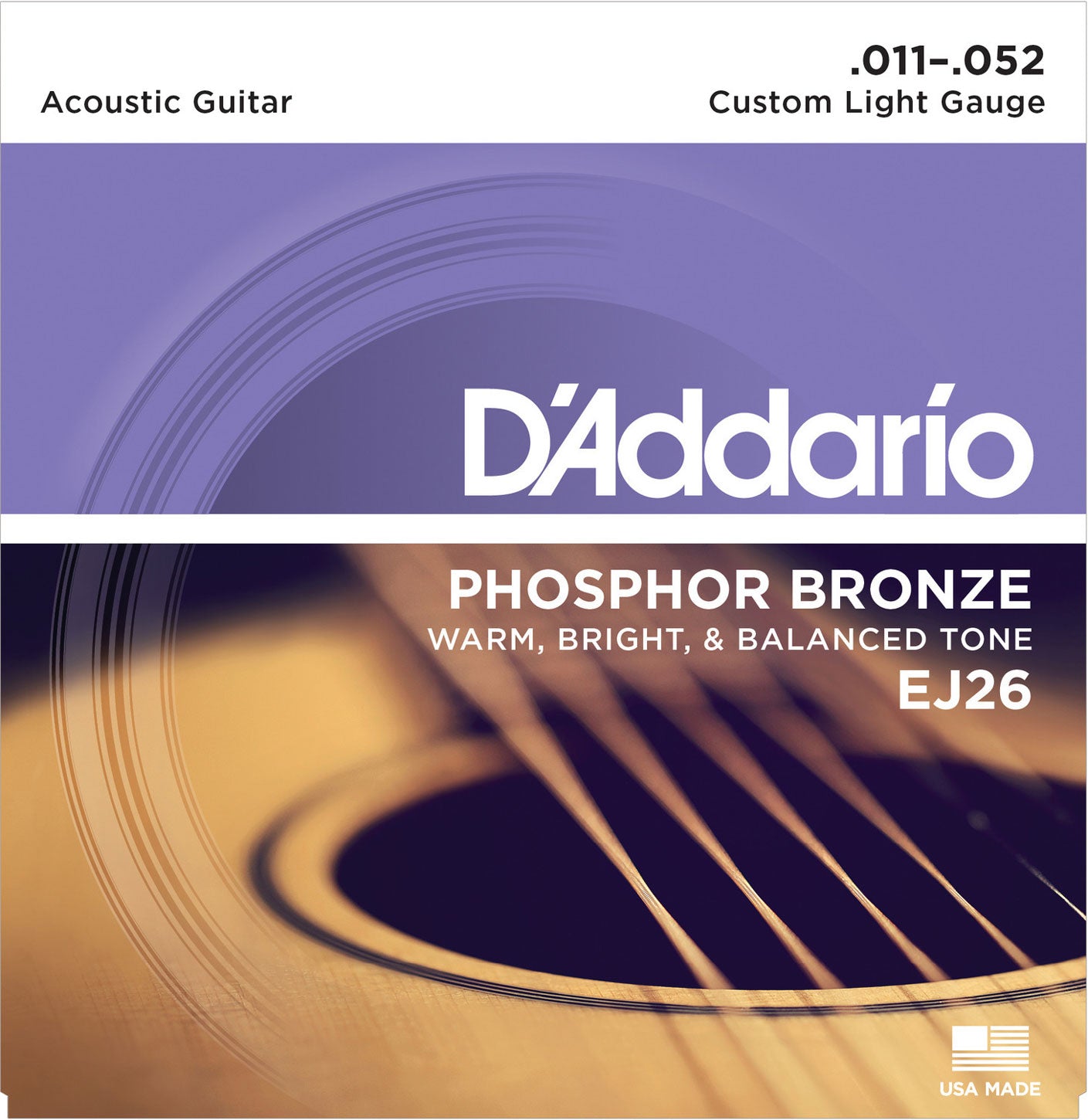 D'Addario EJ26 Custom Light Phosphor Bronze Acoustic Guitar Strings