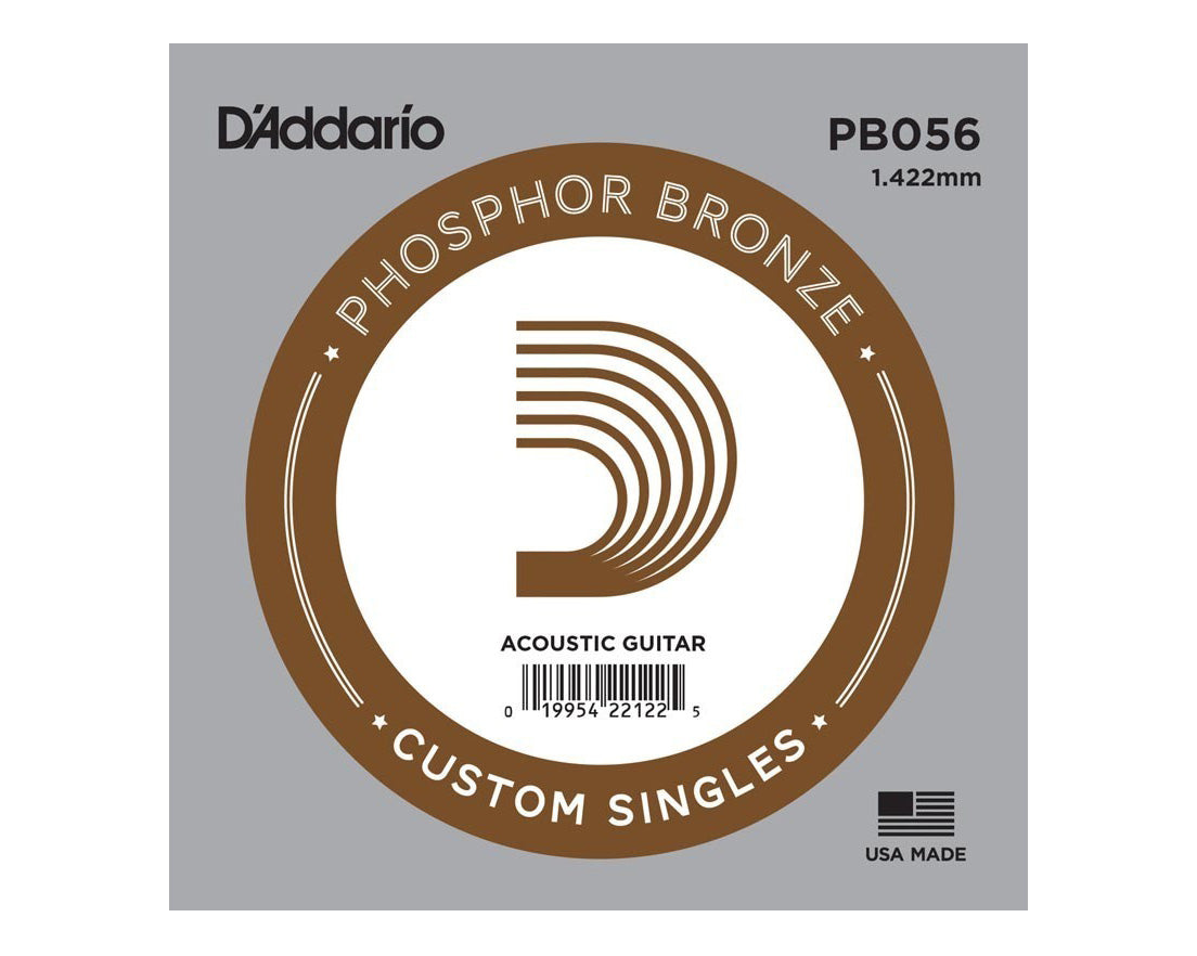 D'Addario PB056 Phosphor Bronze Wound Acoustic Guitar Single String .056