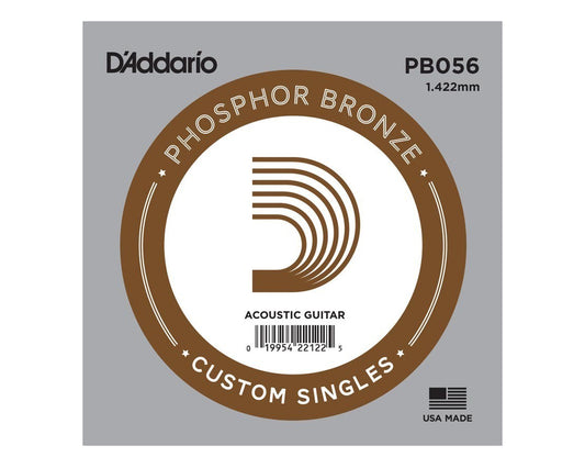 D'Addario PB056 Phosphor Bronze Wound Acoustic Guitar Single String .056