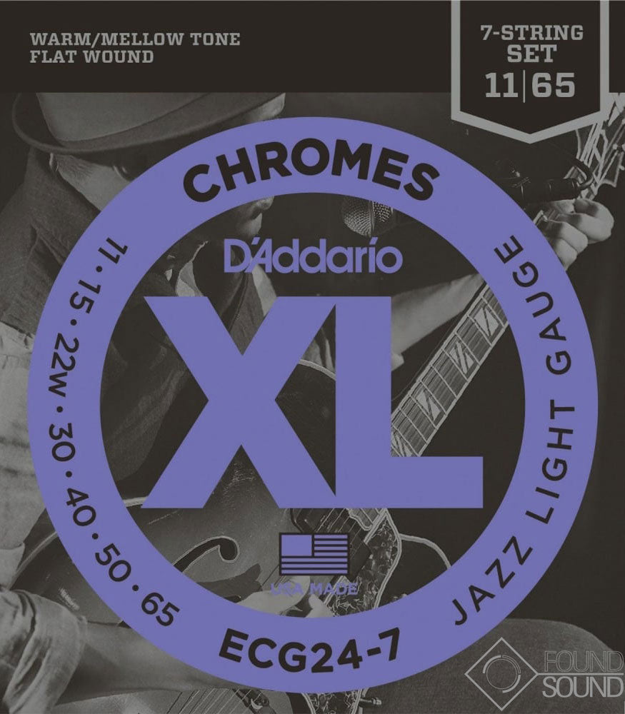 D'Addario 11-65 Jazz Light 7-String XL Chromes Electric Guitar Strings