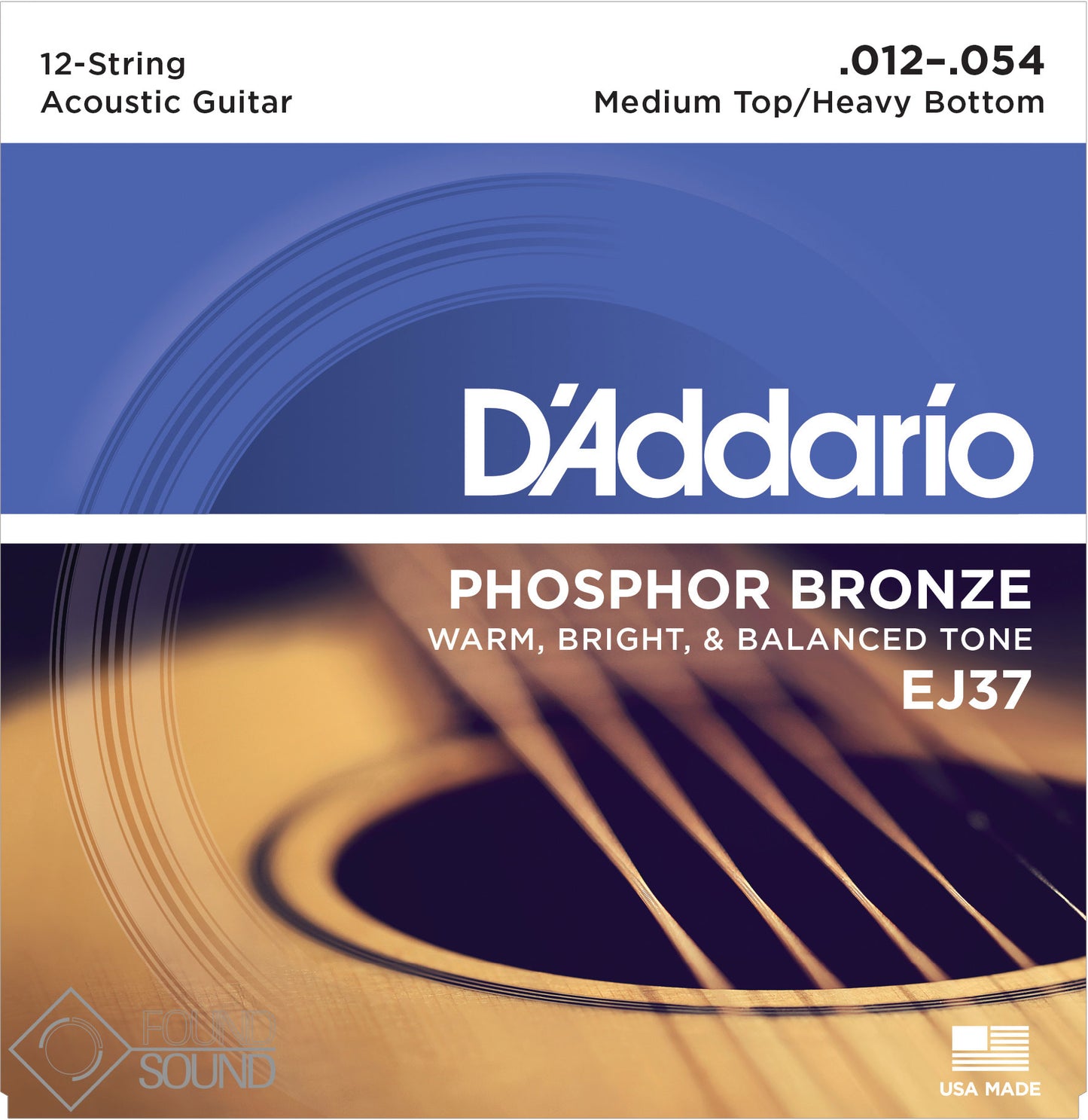 D'Addario EJ37 Phosphor Bronze 12-String Acoustic Guitar Strings