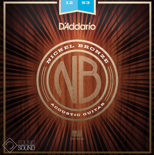 D'Addario NB1253 Nickel Bronze Acoustic Guitar Strings Light Gauge 12-53