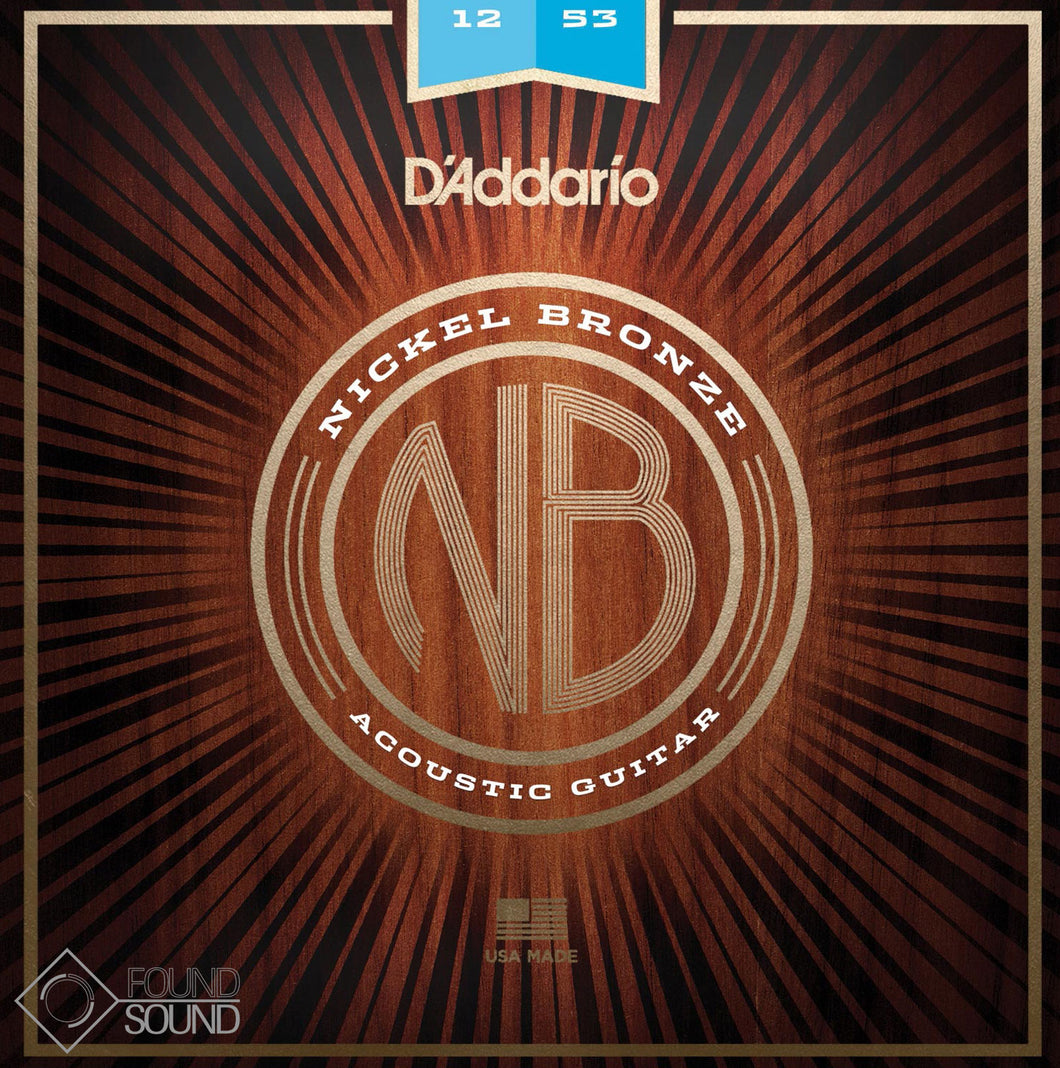 D'Addario NB1253 Nickel Bronze Acoustic Guitar Strings Light Gauge 12-53