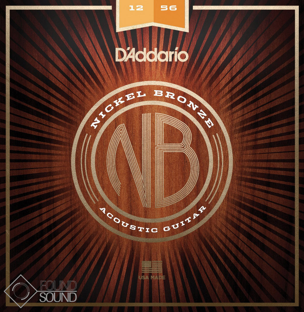 D'Addario NB1256 Nickel Bronze Acoustic Guitar Strings Light Top/ Heavy Bottom 12-56