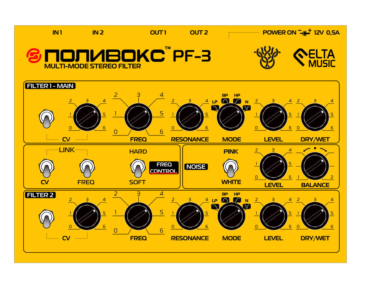 ELTA Music PF-3 MkII POLIVOKS Stereo Filter - Yellow