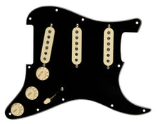 Load image into Gallery viewer, Fender Original &#39;57/&#39;62 SSS Black 11 Hole Pre-Wired Strat Pickguard
