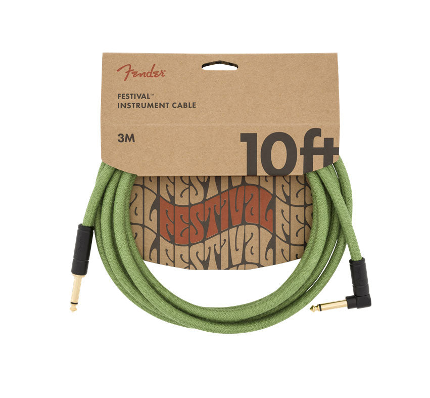 Fender 10' Angled Festival Instrument Cable Pure Hemp Green