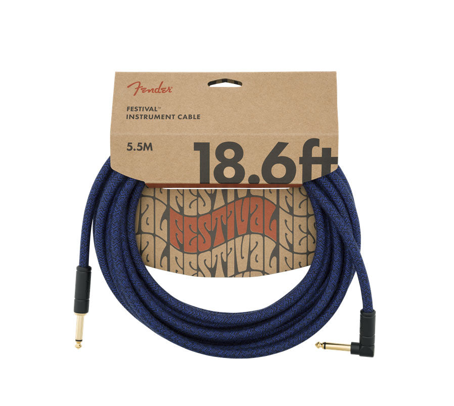 Fender 18.6' Angled Festival Instrument Cable Pure Hemp Blue Dream