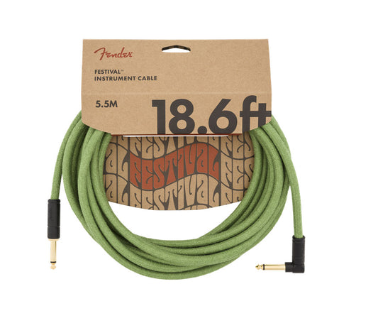 Fender 18.6' Angled Festival Instrument Cable Pure Hemp Green