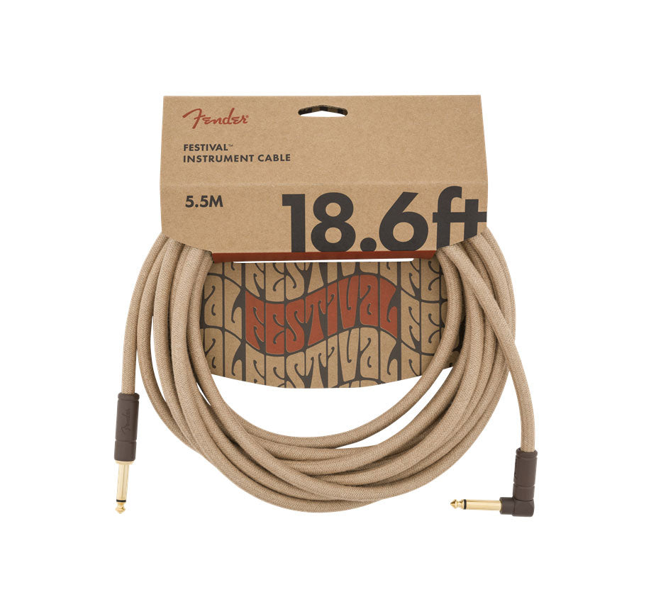 Fender 18.6' Angled Festival Instrument Cable Pure Hemp Natural