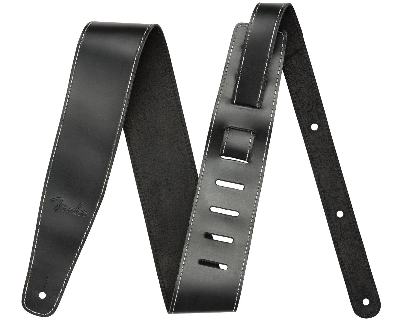 Fender Broken-In Leather Strap - Black 2.5"